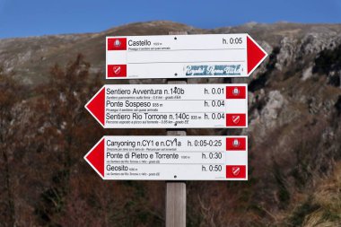 Roccamandolfi, Isernia, Molise, Italy  March 11, 2025: Steel suspension bridge inaugurated in 2009 that crosses the Fosso Fornello stream on the slopes of Mount Crivari clipart