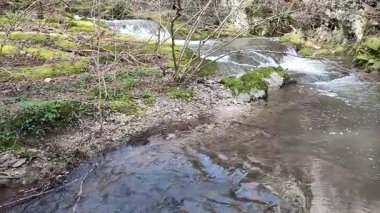 Roccamandolfi, Isernia, Molise, İtalya 11 Mart 2025: Crivati Dağı yamaçlarındaki Rio Torrone boyunca Torrente Callora 'nın Bölgesel Doğa Rezervi 140 c.