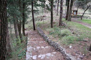 Pontone, Campania, İtalya 17 Mart 2025: Küçük köyün merkezinden Torre dello Ziro 'ya, Scalella Kalesi' nin ortaçağ kalıntılarına ve Monte Aureo 'nun bakış açısına giden yol