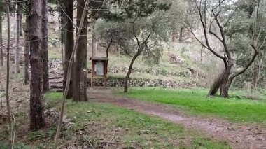 Pontone, Campania, İtalya 17 Mart 2025: Küçük köyün merkezinden Torre dello Ziro 'ya, Scalella Kalesi' nin ortaçağ kalıntılarına ve Monte Aureo 'nun bakış açısına giden yol