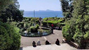 Napoli, Campania, İtalya 8 Nisan 2025: Vomero tepesindeki Villa Floridiana parkındaki kaplumbağa göleti