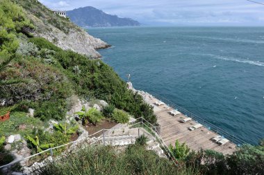 Conca dei Marini, Campania, İtalya 1 Ekim 2022: Capo di Conca 'da plaj tatil köyü