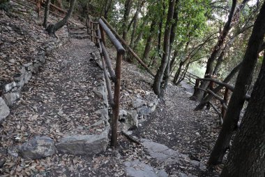 Marina di Ascea, Campania, Italy  September 13, 2025: Hike to the Lovers' Path, a nature trail of about 2 km with many steps that goes from the beach parking lot up to the Telegraph Tower, offering fantastic panoramic views of the coast.
