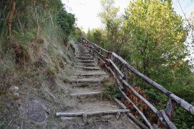 Marina di Ascea, Campania, Italy  September 13, 2025: Hike to the Lovers' Path, a nature trail of about 2 km with many steps that goes from the beach parking lot up to the Telegraph Tower, offering fantastic panoramic views of the coast.