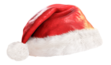 Noel Baba şapkası temiz bir arkaplanda izole edilmiş.