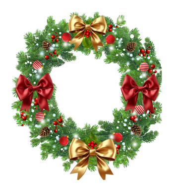 Noel çelengi şeffaf veya beyaz arkaplanda izole edilmiş, png fotoğrafı