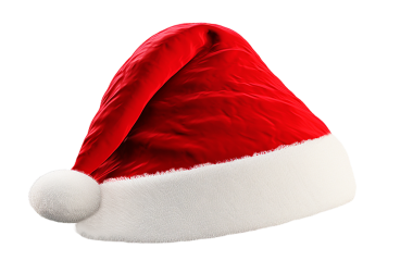 Noel Baba şapkası temiz bir arkaplanda izole edilmiş.