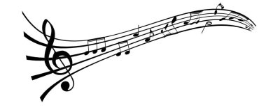 Beyaz arkaplanda yalnız dans eden müzik notaları