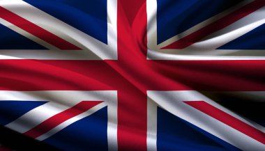 Dalgalı arka planda Birleşik Krallık ulusal bayrağı
