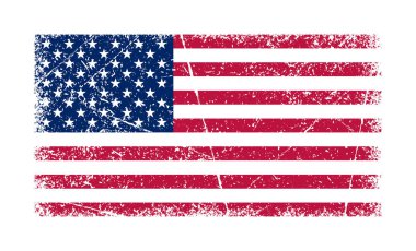 Beyaz arkaplanda ABD grunge bayrağı 