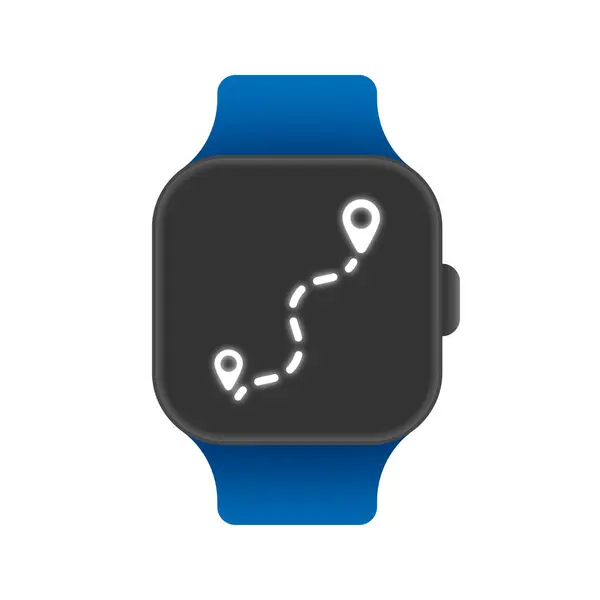 Ekrandaki GPS yolu beyaz arkaplanda izole edilmiş akıllı saat