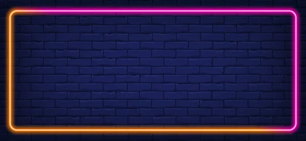 Koyu renkli tuğla zemin üzerinde pembe turuncu, katı, yatay neon çerçeve
