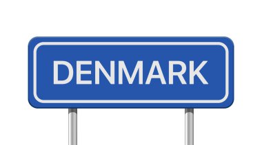 Beyaz arkaplanda gerçekçi Danimarka yol işareti izole edildi