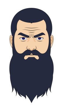 Vahşi sakallı bir adamın yüzü