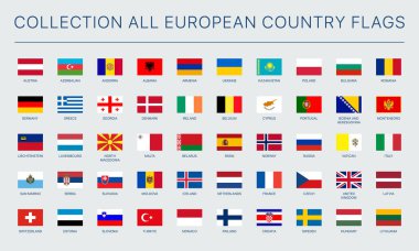 Avrupa devletlerinin bayraklarının vektör resimlerinin toplanması