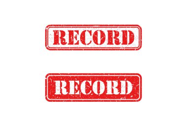 Beyaz arka plan üzerinde kayıt kırmızı pul