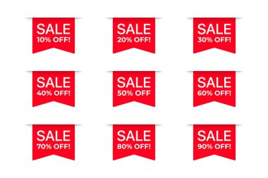 İndirimli kırmızı satış etiketleri koleksiyonu