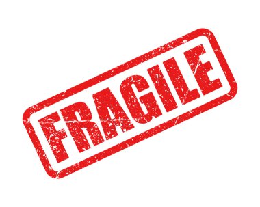 Kırılgan damga beyaz arkaplanda izole edildi