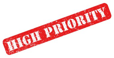 Yüksek öncelikli kırmızı pul grunge izole edildi