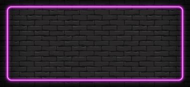 Neon pankart. Neon Square afişi. vektör illüstrasyonu