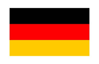 Almanya 'nın ulusal bayrağı. Beyaz zemin üzerinde izole edilmiş orijinal renk ve oranlar.