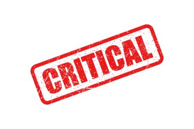 Beyaz arkaplanda kritik kırmızı grunge damgası