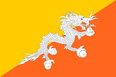 Bhutan bayrağı orijinal renk ve oranlar