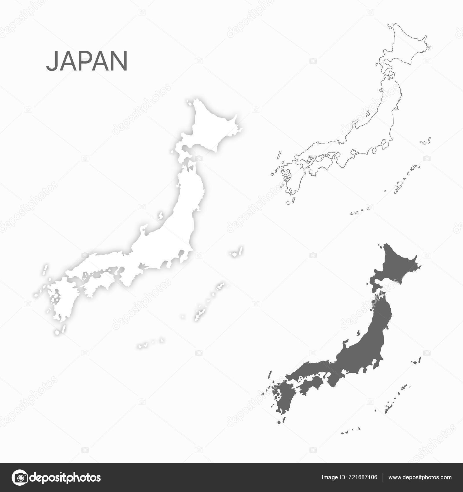 Conjunto Mapas Japón Para Diseño Fácil Editar Vector de stock ...