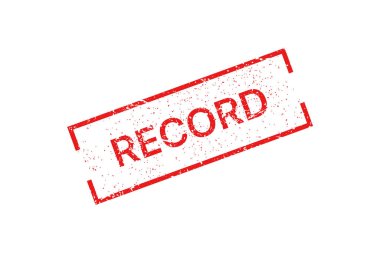 Beyaz arka plan üzerinde kayıt kırmızı pul