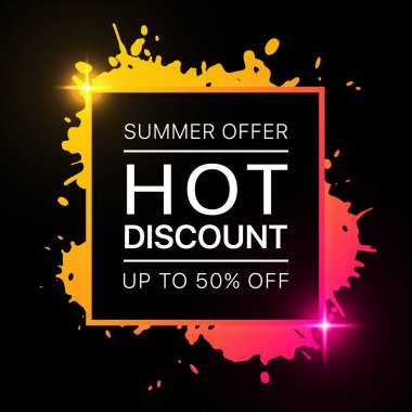 Koyu arkaplanda parlak renkli indirimli pankart