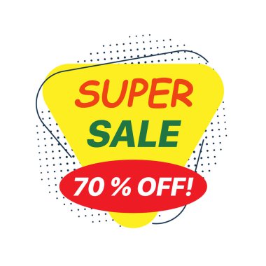 Parlak sarı ve kırmızı üçgen süper satış afişi