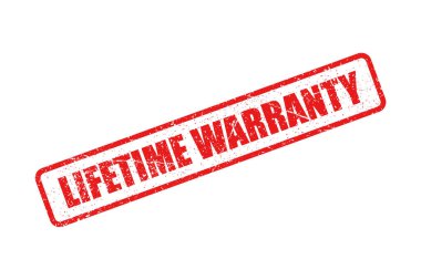 Beyaz arkaplanda ömür boyu garantili grunge damgası izole edildi