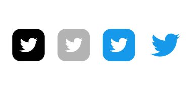 Sosyal medya simgesi siyah gri mavi logoları twitter