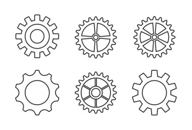 Siyah beyaz dişliler. Çalışma mekanizması vektörü.