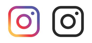Renkli ve siyah koleksiyonu olan sosyal medya simgesi Instagram logosu