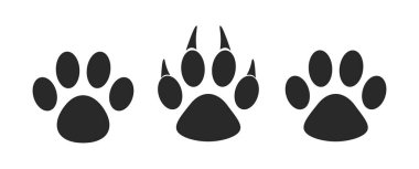 Köpek ve kedi pençesi parmak izi koleksiyonu, pençe simgesi siyah vektör ayarla.