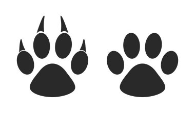 Köpek ve kedi pençesi parmak izi koleksiyonu, pençe simgesi siyah vektör ayarla.