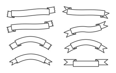 Kurdele pankartı. Kurdele koleksiyonu. Kırmızı kurdeleler. Vektör kurdelesi.