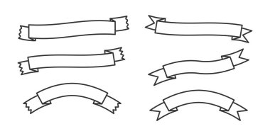 Kurdele pankartı. Kurdele koleksiyonu. Kırmızı kurdeleler. Vektör kurdelesi.