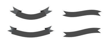 Siyah kurdele koleksiyonunun düz vektör çizimi