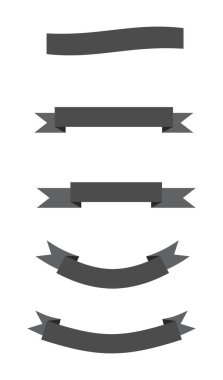 Siyah kurdele koleksiyonunun düz vektör çizimi