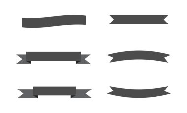 Siyah kurdele koleksiyonunun düz vektör çizimi