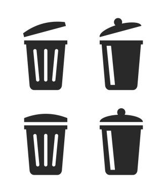 Çöp kutusu simgesi siyah renk vektörü