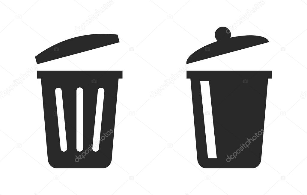Bin icon set vector in black colour