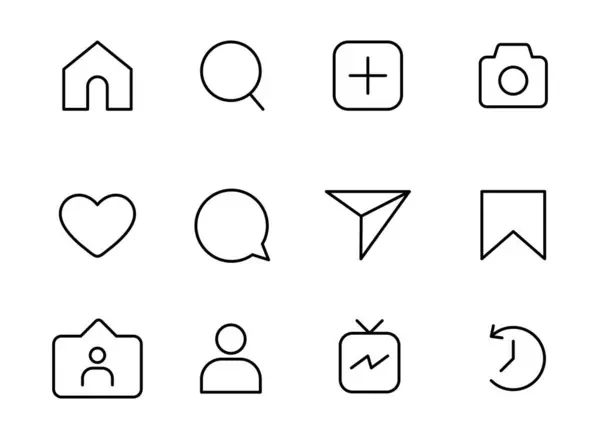 Sosyal medya düz simgeleri paylaşım için bildirim konuşma baloncuğu ayarlayın yorum kaydetme düğmeleri Kamera Arama Yüreği ev web sembolleri ve simge vektörü gibi.