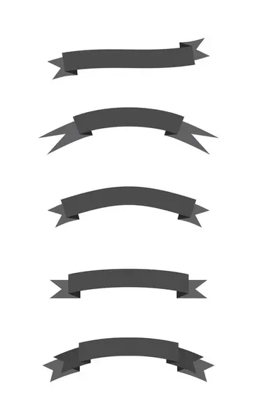 Siyah kurdele koleksiyonunun düz vektör çizimi