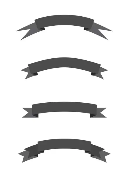 Siyah kurdele koleksiyonunun düz vektör çizimi