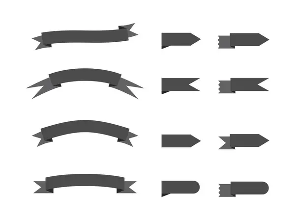 Siyah kurdele koleksiyonunun düz vektör çizimi