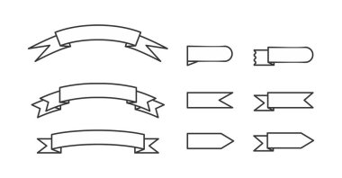Kurdele monokrom set vektör koleksiyonu
