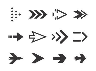 Siyah Renkli Ok Vektör Paketi